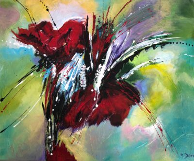 La-fleur-et-le-papillon-65x54cm-peindre-abstrait-Marie-Doree