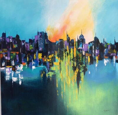 New-York-City-90x90cm-peindre-abstrait-Marie-Doree.