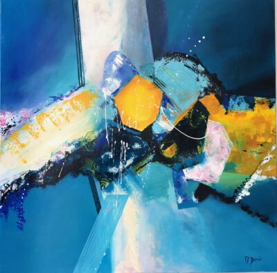 Yellow-submarine-80x80cm-peindre-abstrait-Marie-Doree